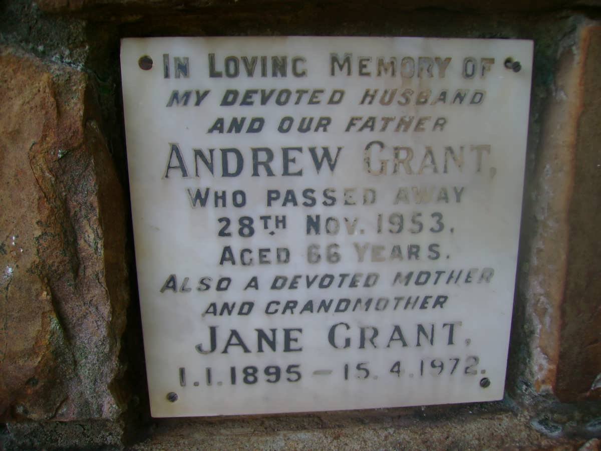 GRANT Andrew -1953 &amp; Jane 1895-1972