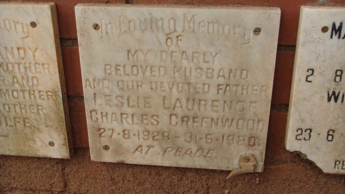 GREENWOOD Leslie Laurence Charles 1929-1980