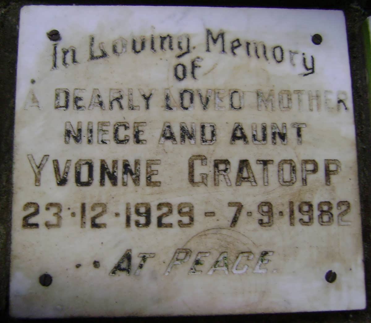 GRATOPP Yvonne 1929-1982