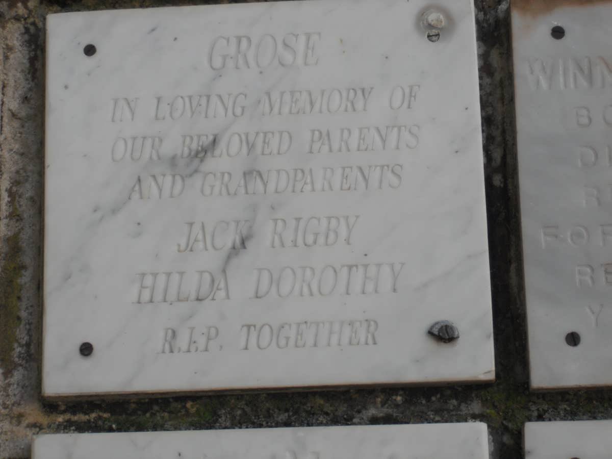 GROSE Jack Rigby &amp; Hilda Dorothy
