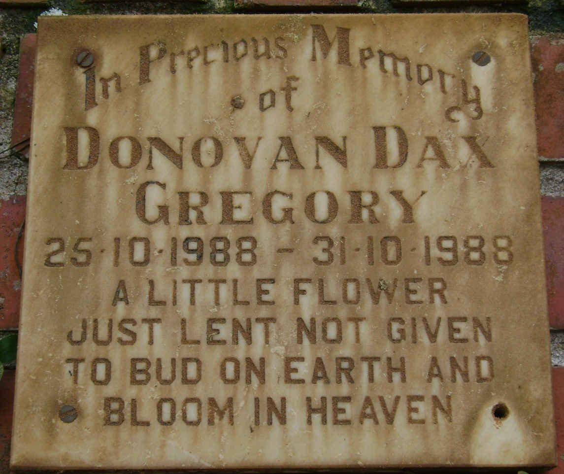 GREGORY Donovan Dax 1988-1988 
