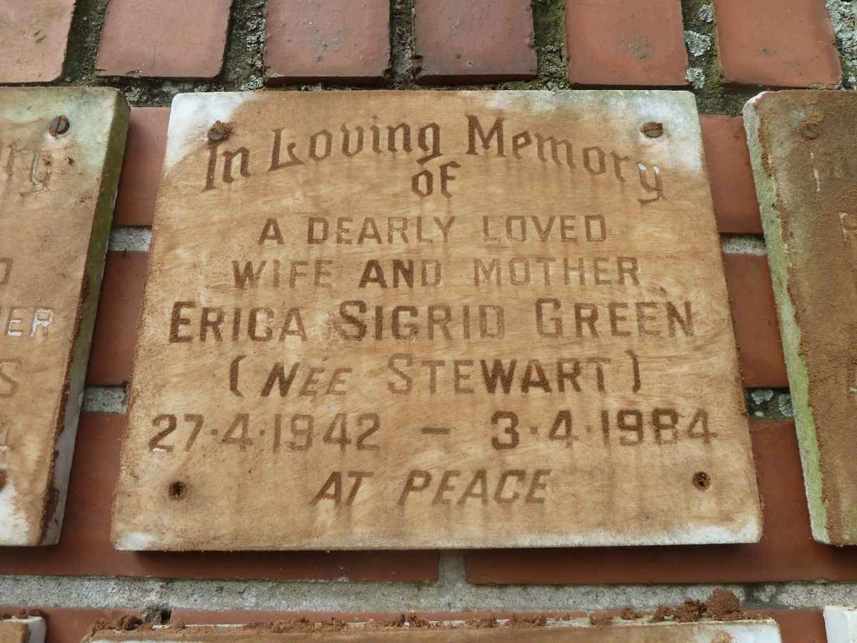 GREEN Erica Sigrid nee STEWART 1942-1984