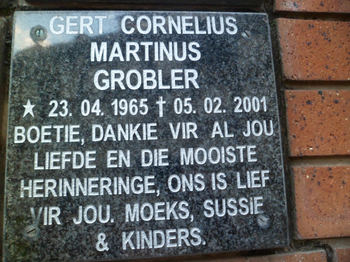 GROBLER Gert Cornelius Martinus 1965-2001