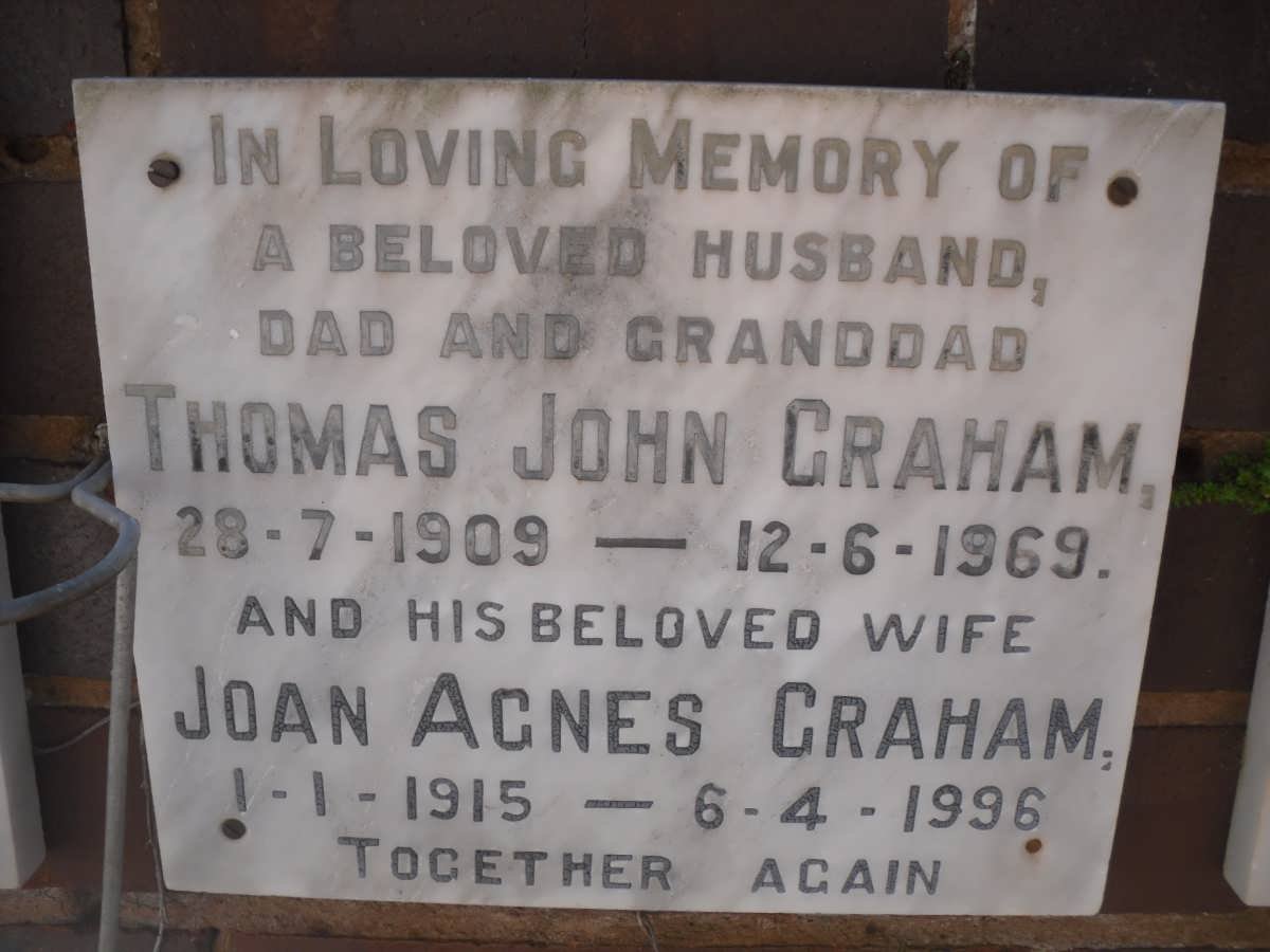 GRAHAM Thomas John 1909-1969 &amp; Joan Agnes 1915-1996