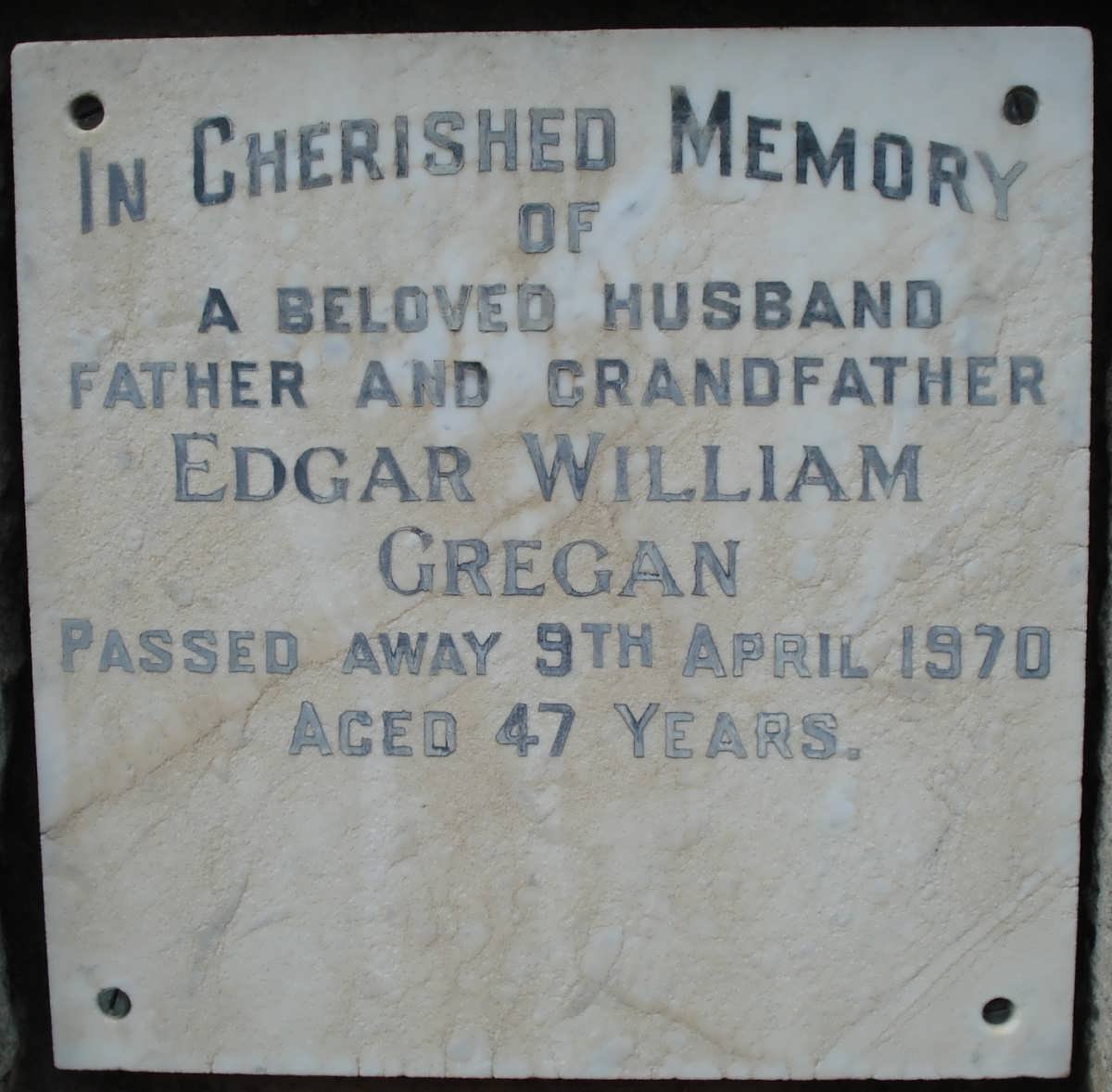 GREGAN Edgar William -1970