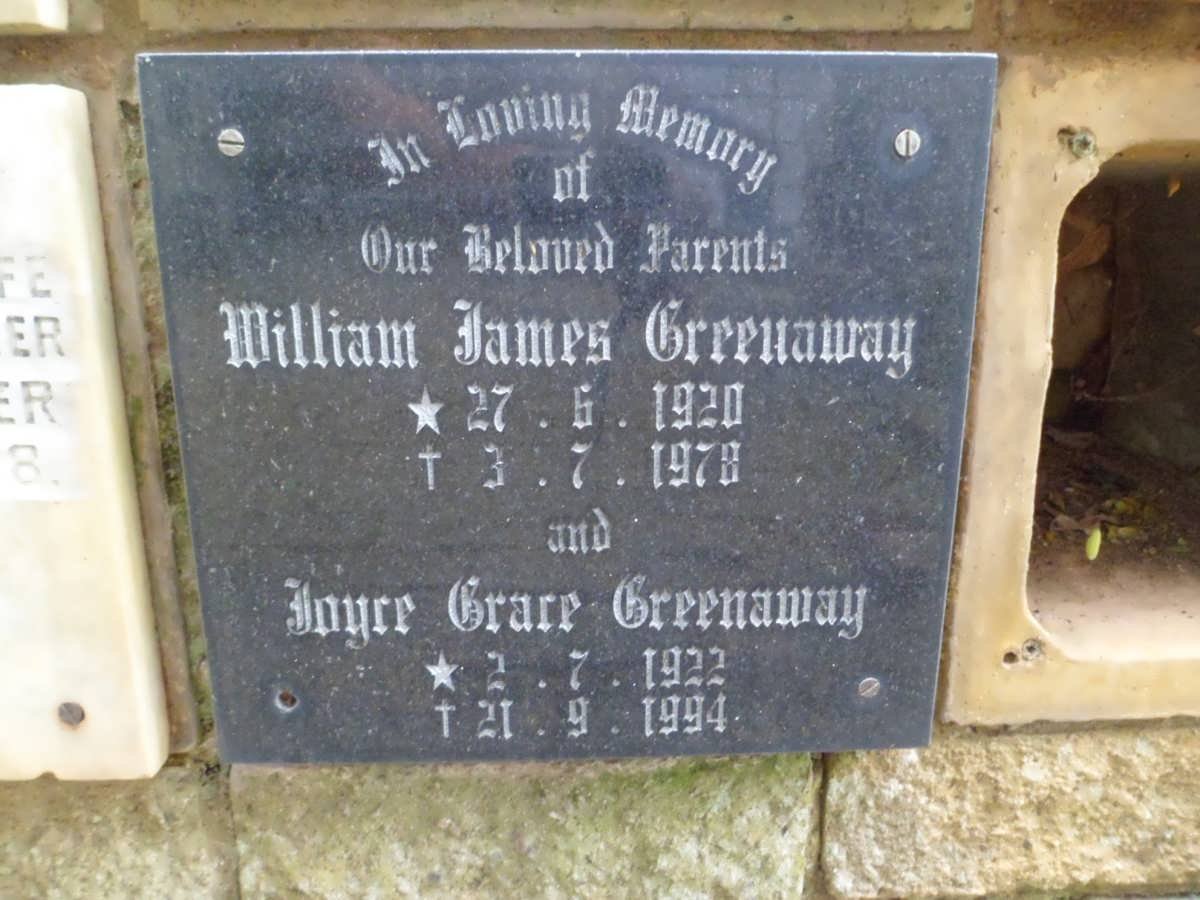GREENAWAY William James 1920-1978 &amp; Joyce Grace 1922-1940
