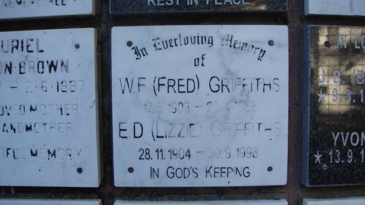 GRIFFITHS W.F. 1903-1988 &amp; E.D. 1904-1998