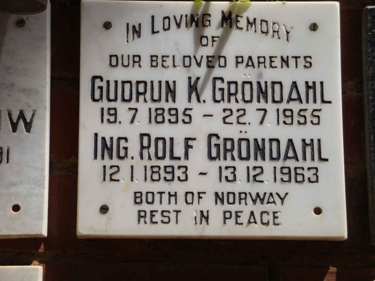 GRÖNDAHL Ing. Rolf 1893-1963 &amp; Gudrun K. 1895-1955