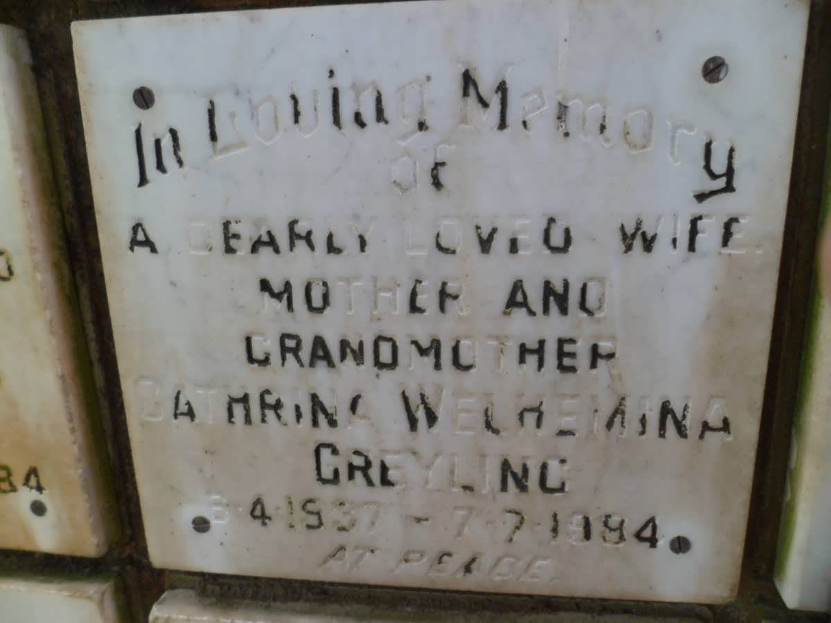 GREYLING Cathrina Welhemina 1937-1984