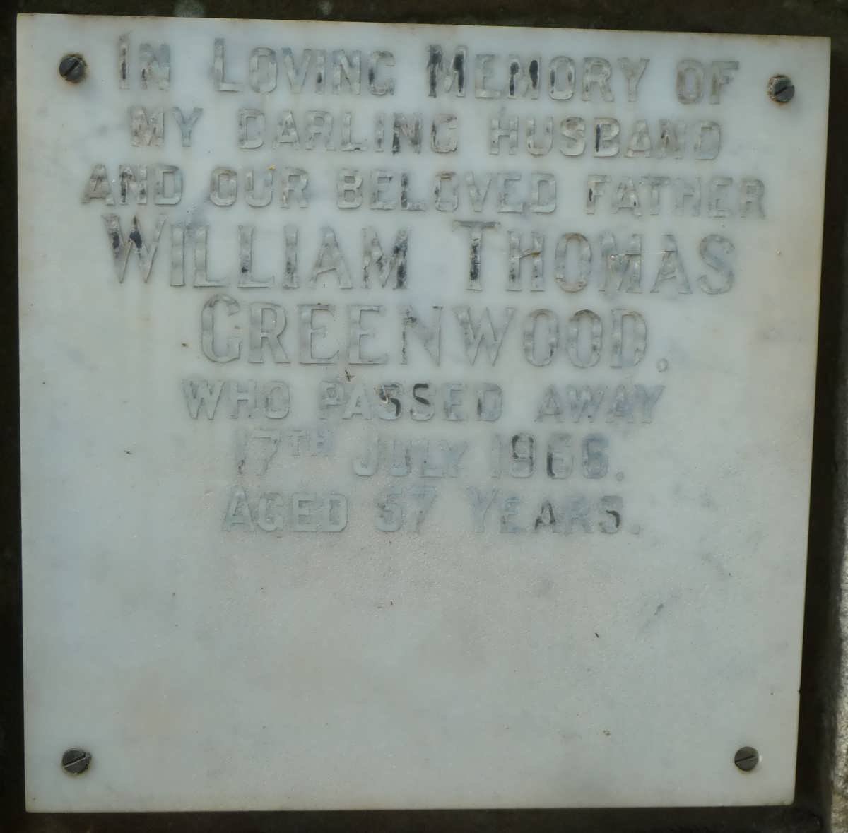 GREENWOOD William Thomas -1966