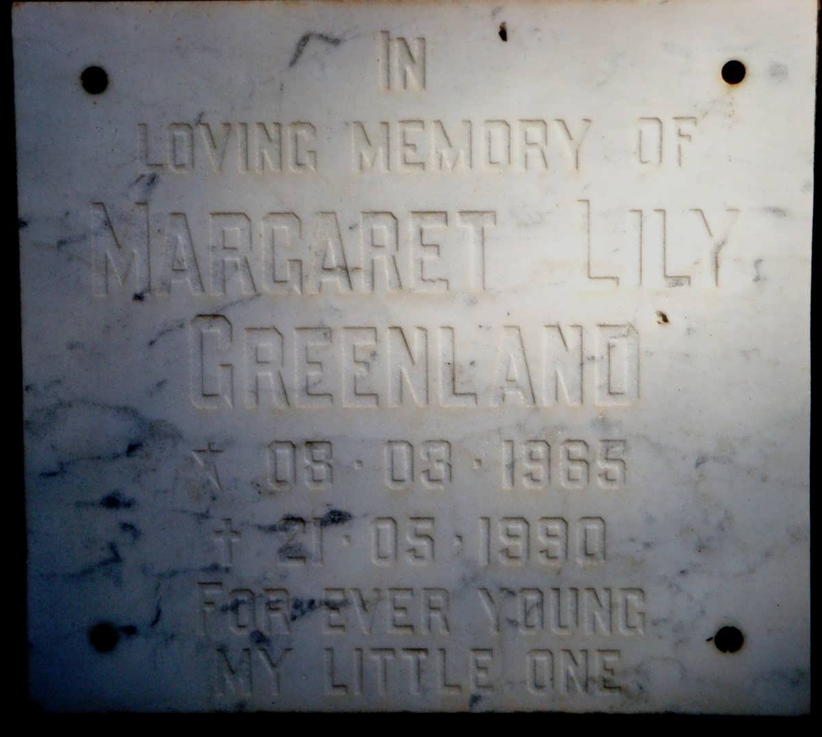GREENLAND Margaret Lily 1965-1990