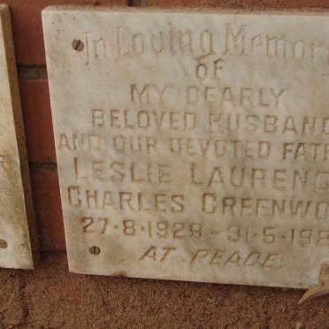 GREENWOOD Leslie Laurence Charles 1929-1980