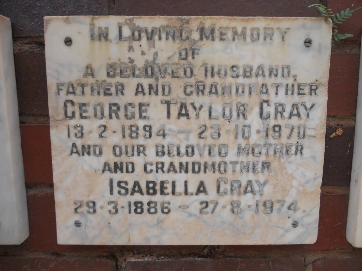 GRAY George Taylor 1894-1970 &amp; Isabella 1886-1974