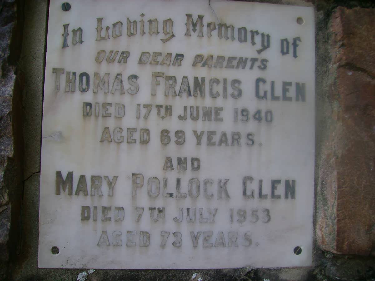GLEN Thomas Francis -1940 &amp; Mary Pollock -1953