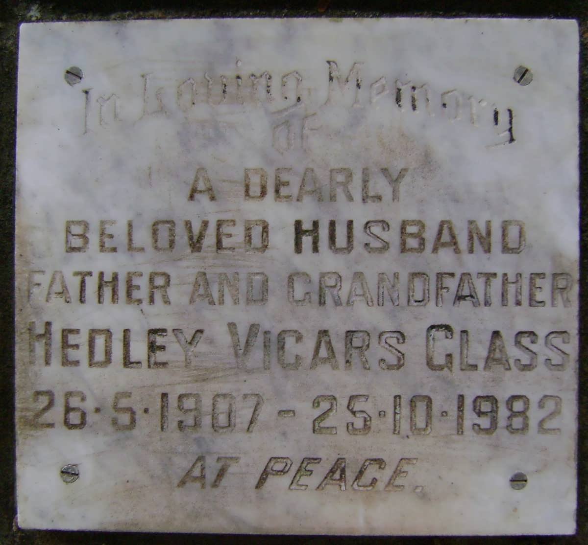 GLASS Hedley Vicars 1907-1982