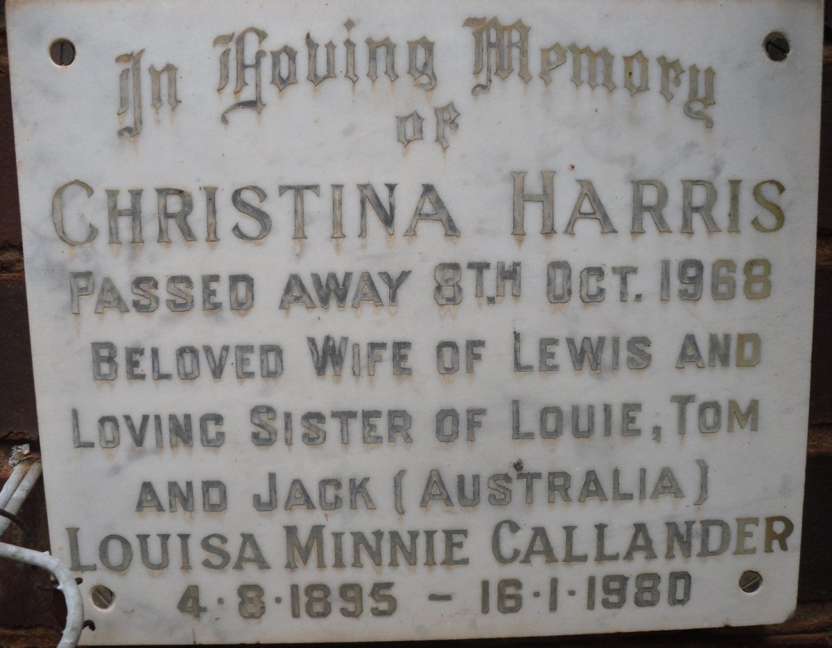 HARRIS Christina -1968 :: CALLANDER Louisa Minnie 1895-1980