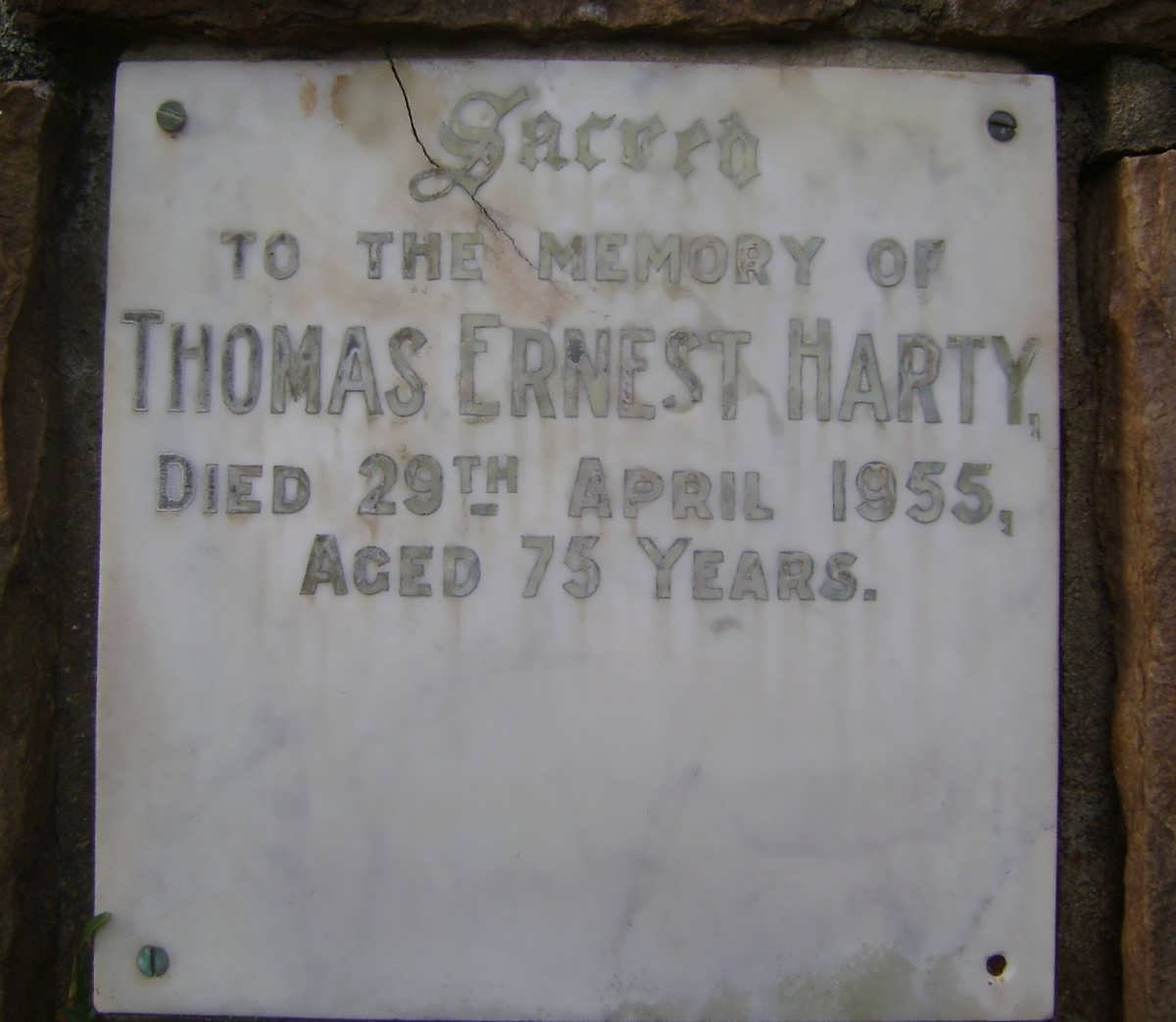 HARTY Thomas Ernest -1955