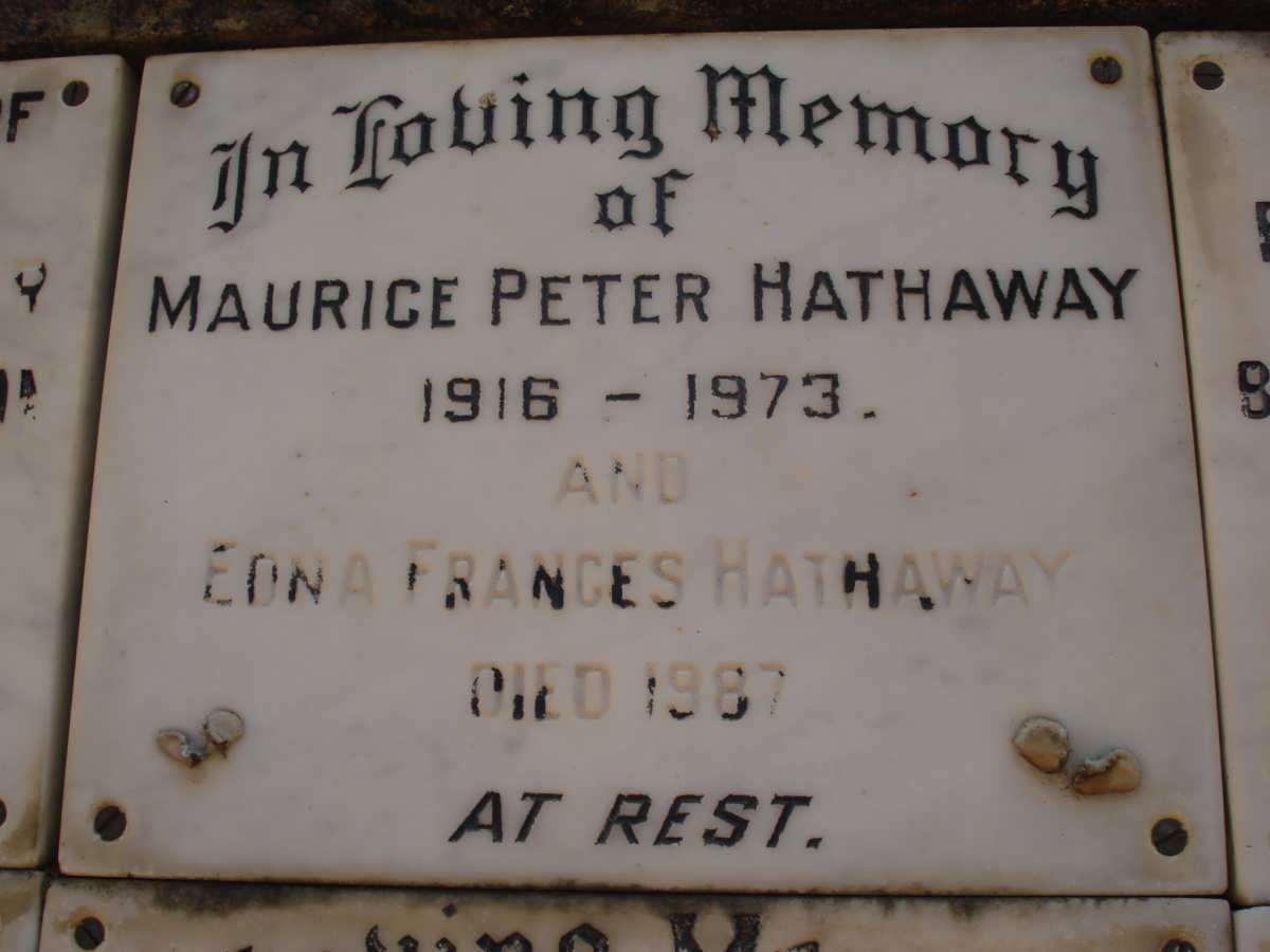 HATHAWAY Maurice Peter 1916-1973 &amp; Edna Frances -1987