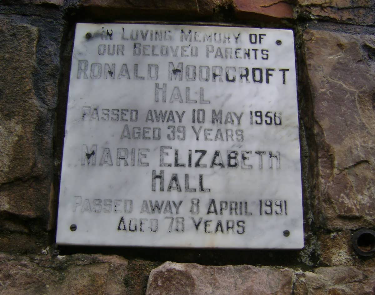 HALL Ronald Moorcroft -1956 &amp; Marie Elizabeth -1991