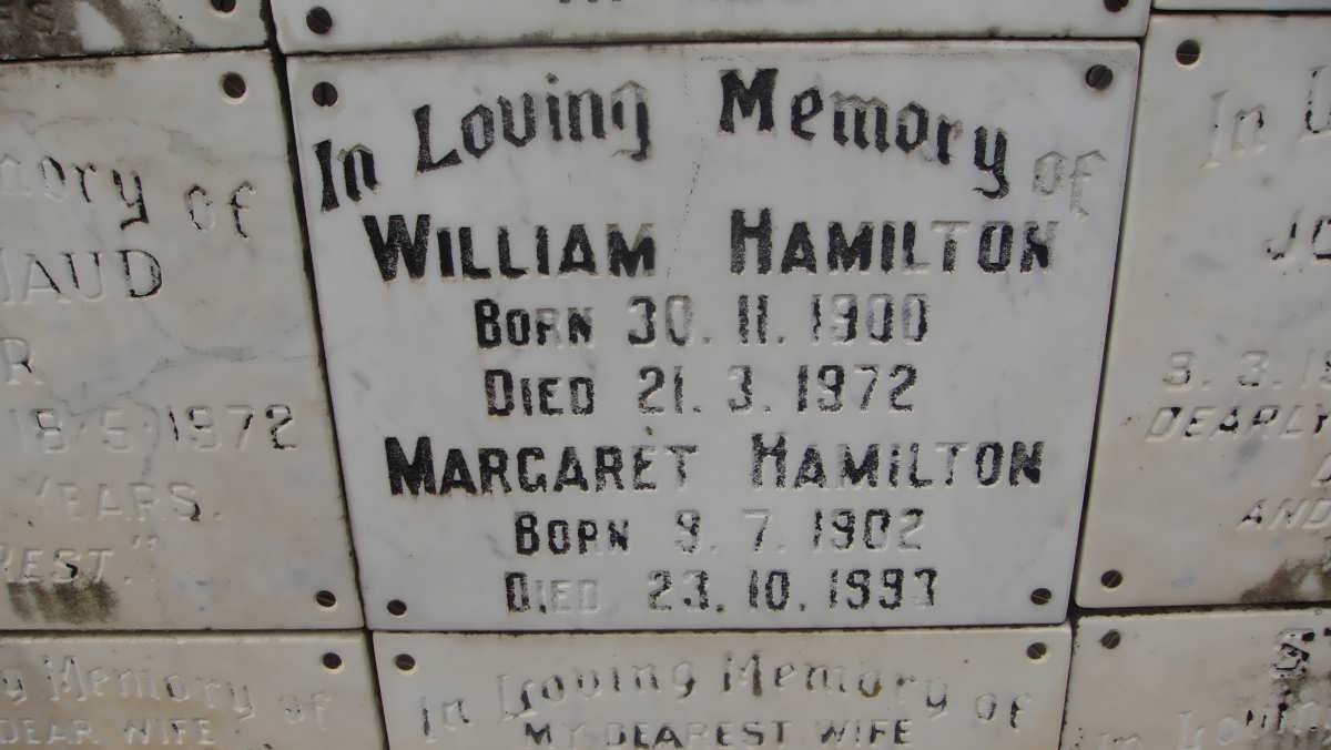 HAMILTON William 1900-1972 &amp; Margaret 1902-1993