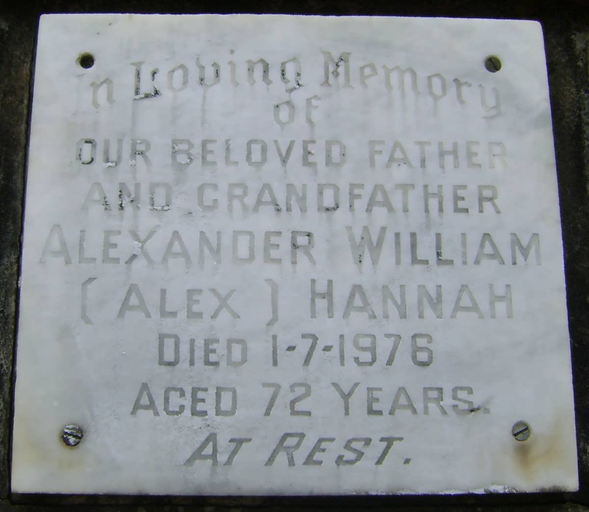 HANNAH Alexander William -1976