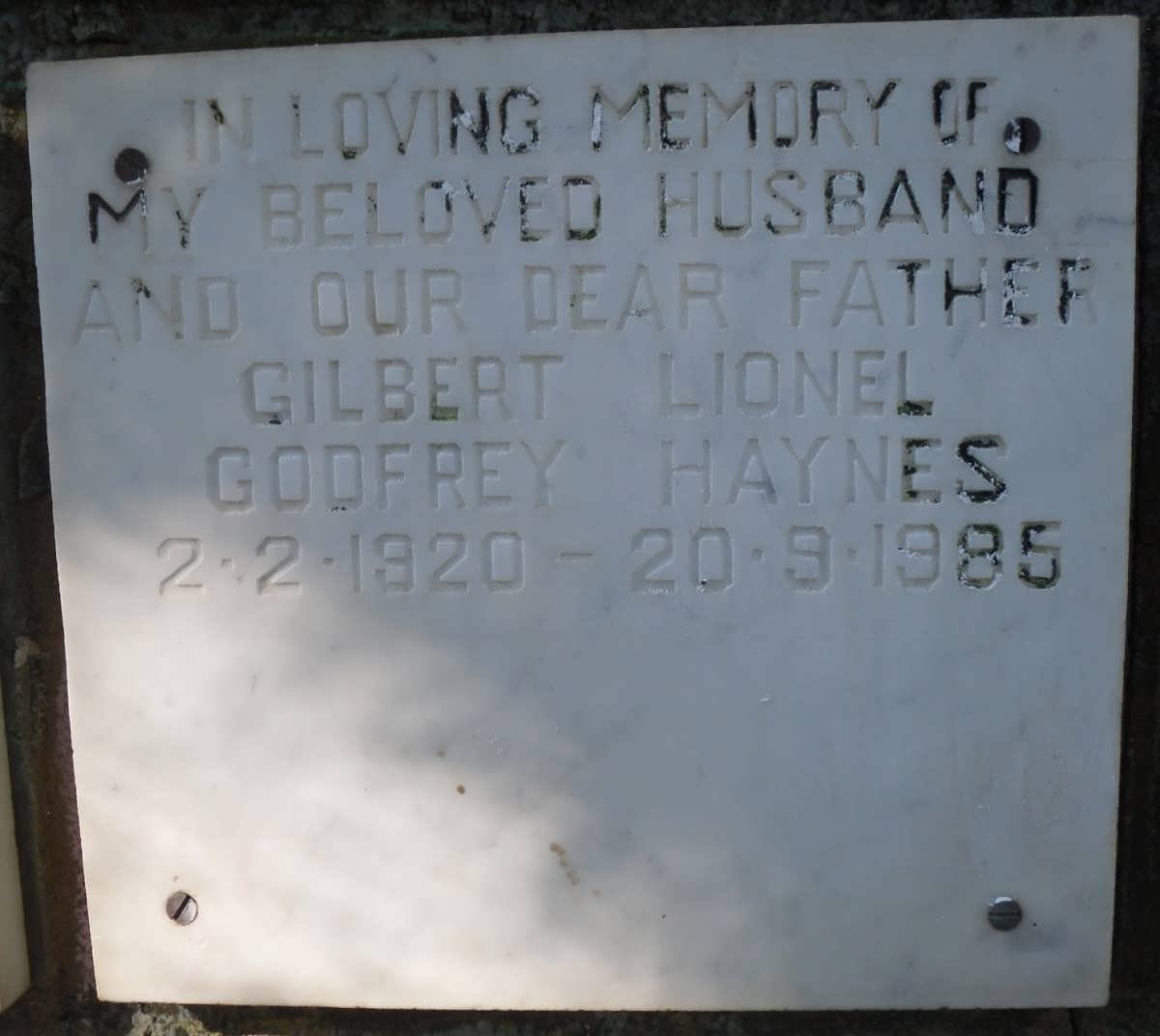 HAYNES Gilbert Lionel Godfrey 1920-1985