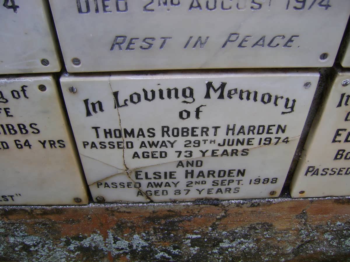 HARDEN Thomas Robert -1974 &amp; Elsie -1988