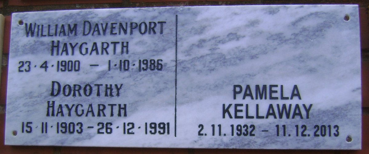 HAYGARTH William Davenport 1900-1986 &amp; Dorothy 1903-1991   :: KELLAWAY Pamela 1932-2013