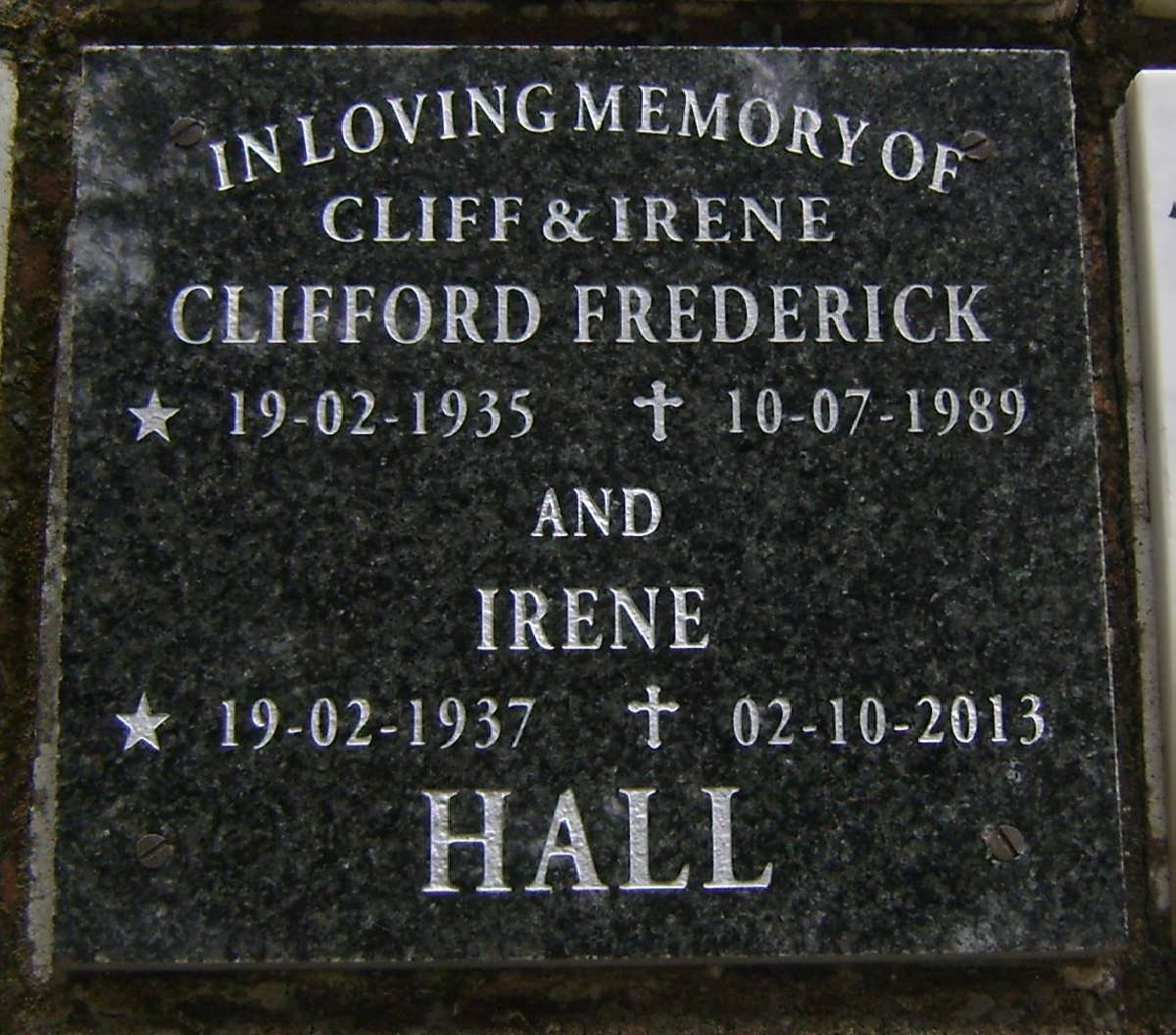 HALL Clifford Frederick 1935-1989 &amp; Irene 1937-2013