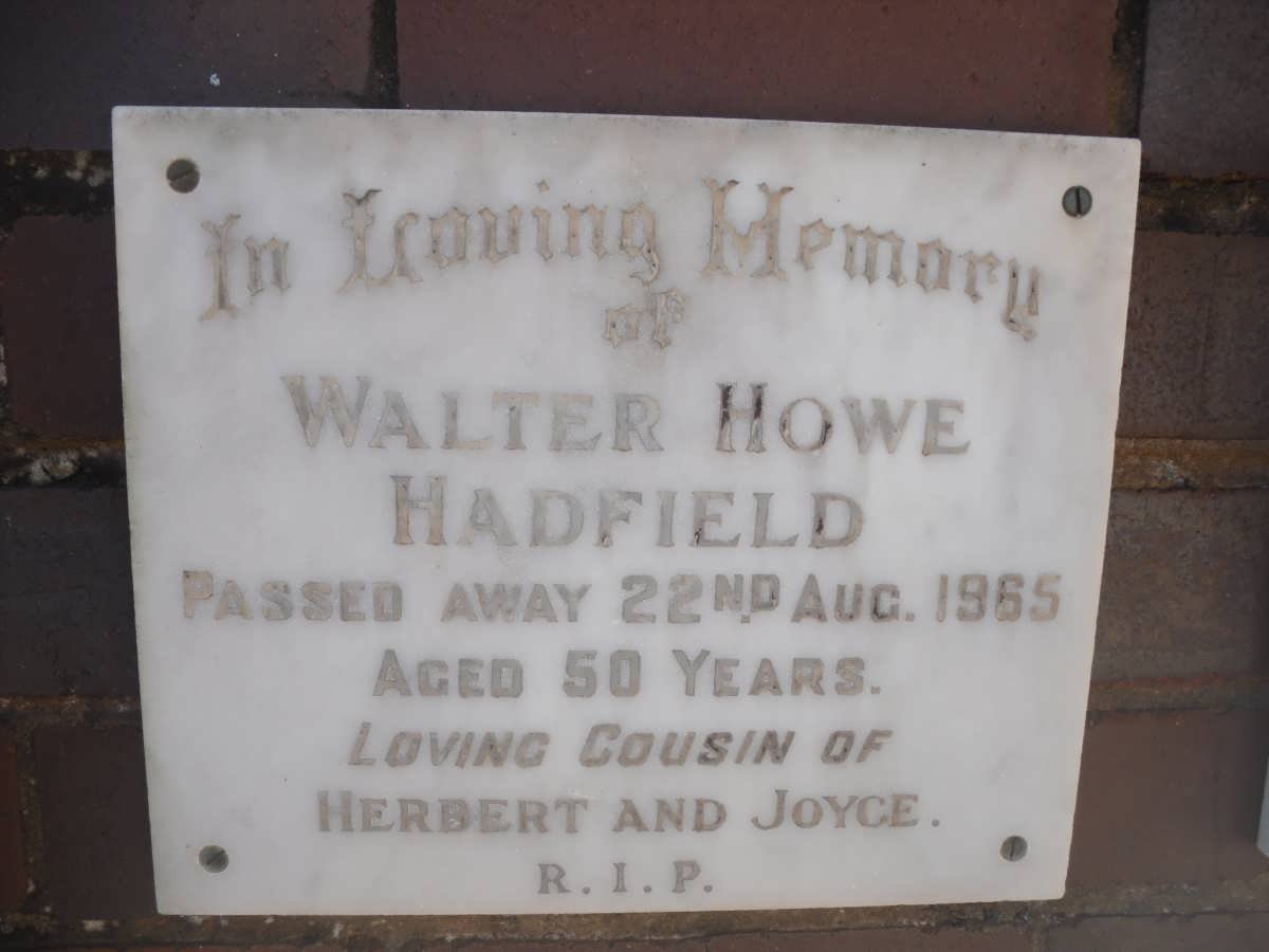HADFIELD Walter Howe -1965