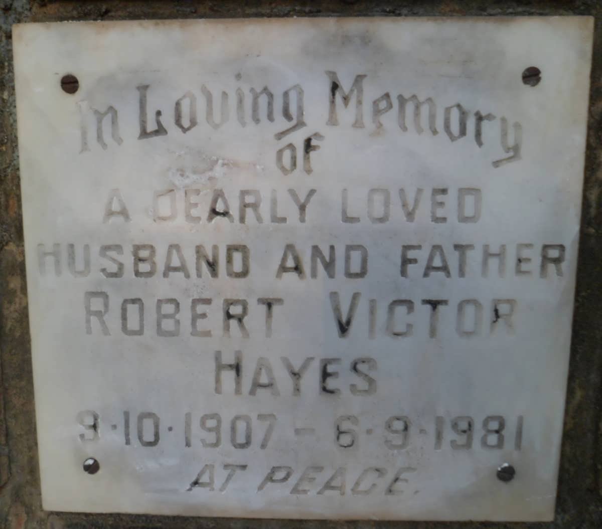 HAYES Robert Victor 1907-1981