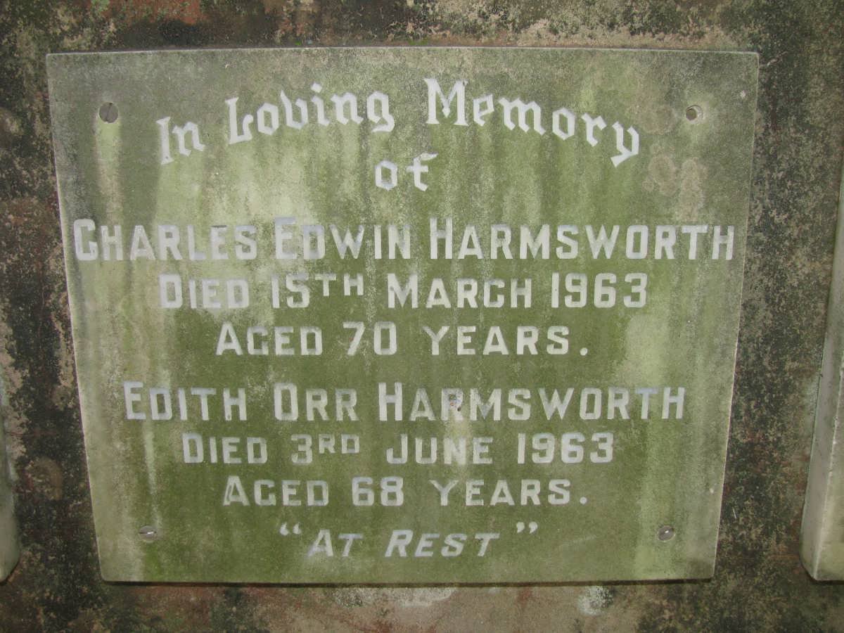 HAMSWORTH Charles Edwin -1963 &amp; Edith Orr -1963