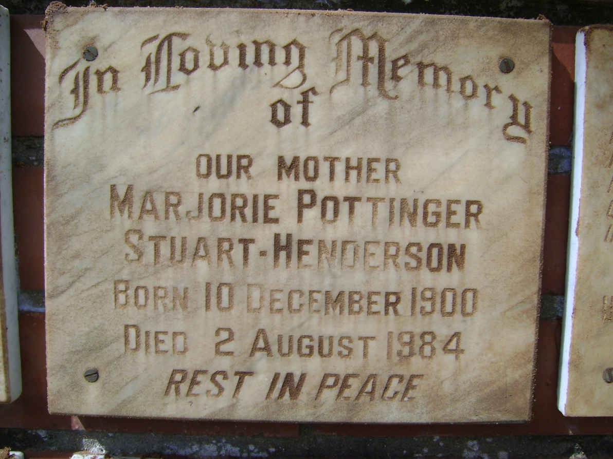 HENDERSON Marjorie Pottinger, Stuart 1900-1984