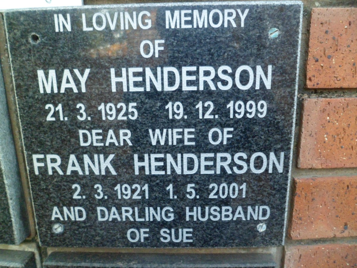 HENDERSON Frank 1921-2001 &amp; May 1925-1999