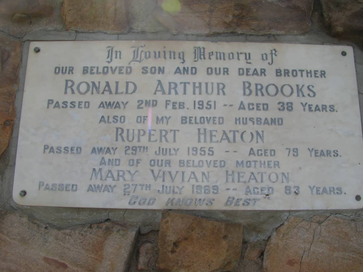 HEATON Rupert -1955 &amp; Mary Vivian -1969 :: BROOKS Ronald Arthur -1951