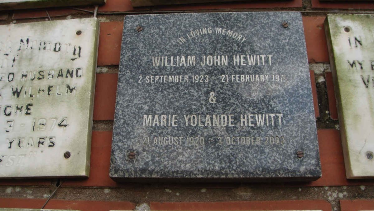 HEWITT William John 1923-1974 &amp; Marie Yolande 1920-2002