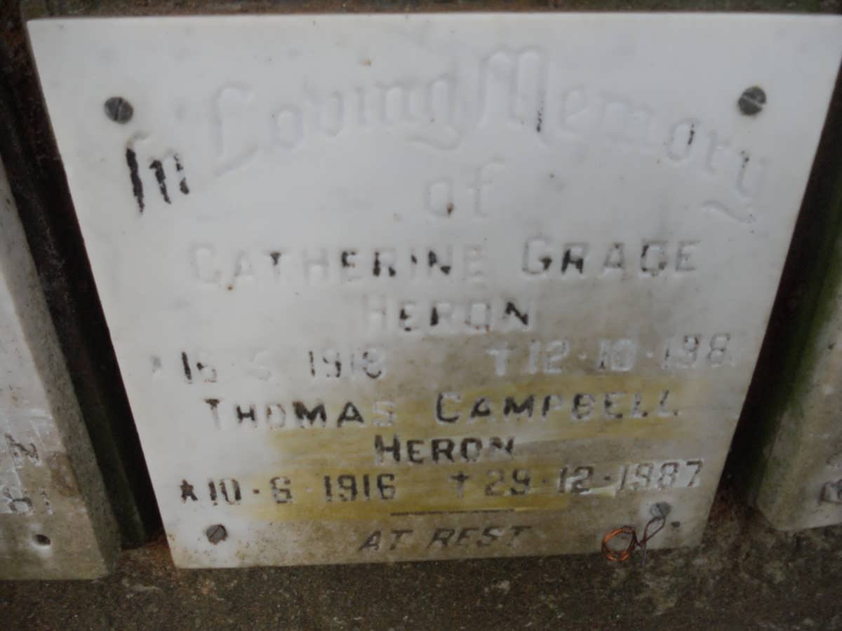 HERON Thomas Campbell 1916-1987 &amp; Catherine Grace 1918-1981