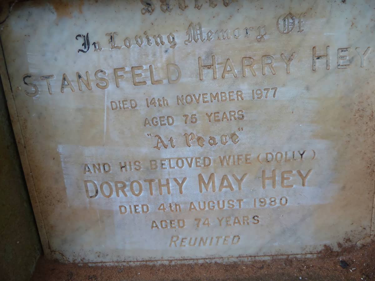 HEY Stansfeld Harry -1977 &amp; Dorothy May -1980