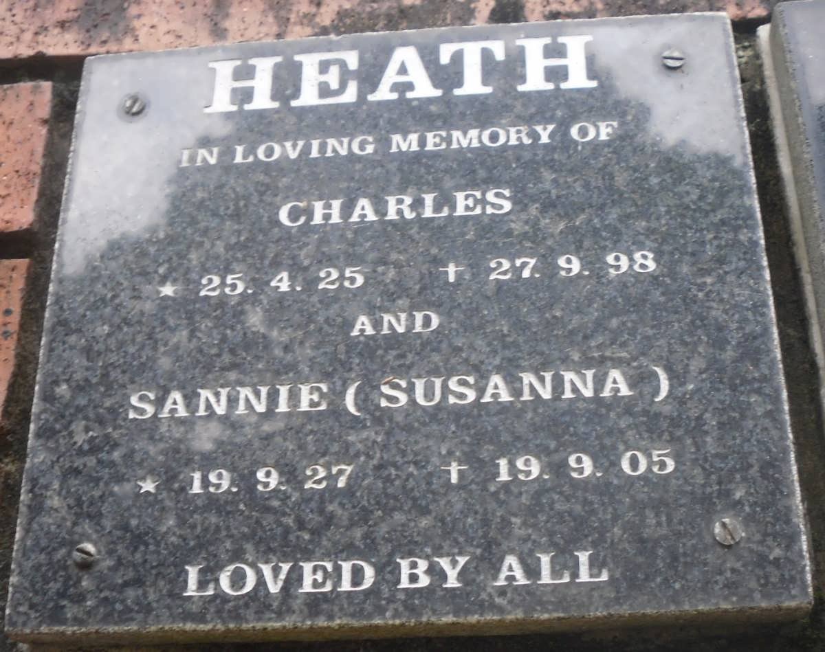 HEATH Charles 1925-1998 &amp; Susanna 1927-2005