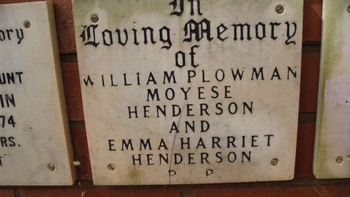 HENDERSON William Plowman Moyese &amp; Emma Harriet