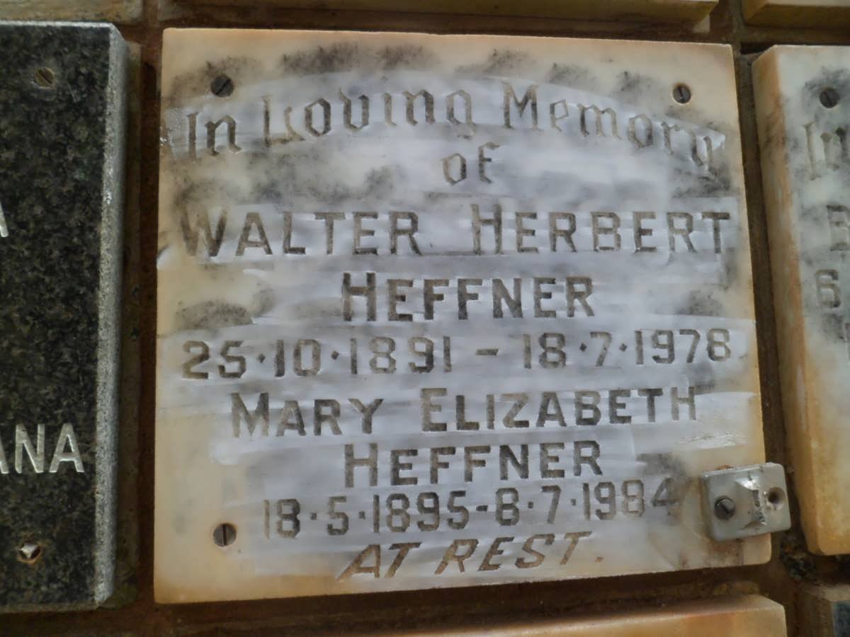 HEFFNER Walter Herbert 1891-1978 &amp; Mary Elizabeth 1895-1984