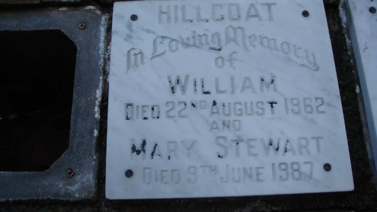 HILLCOAT William -1962 &amp; Mary Stewart -1987