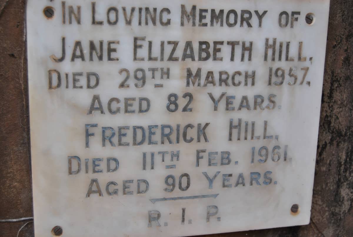 HILL Frederick -1961 &amp; Jane Elizabeth -1957