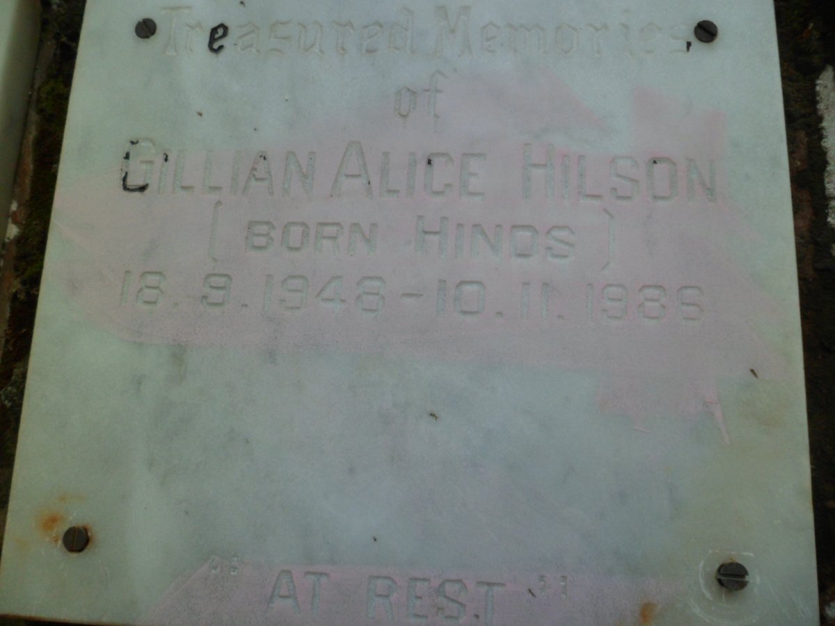 HILSON Gillian Alice nee HINDS 1948-1986