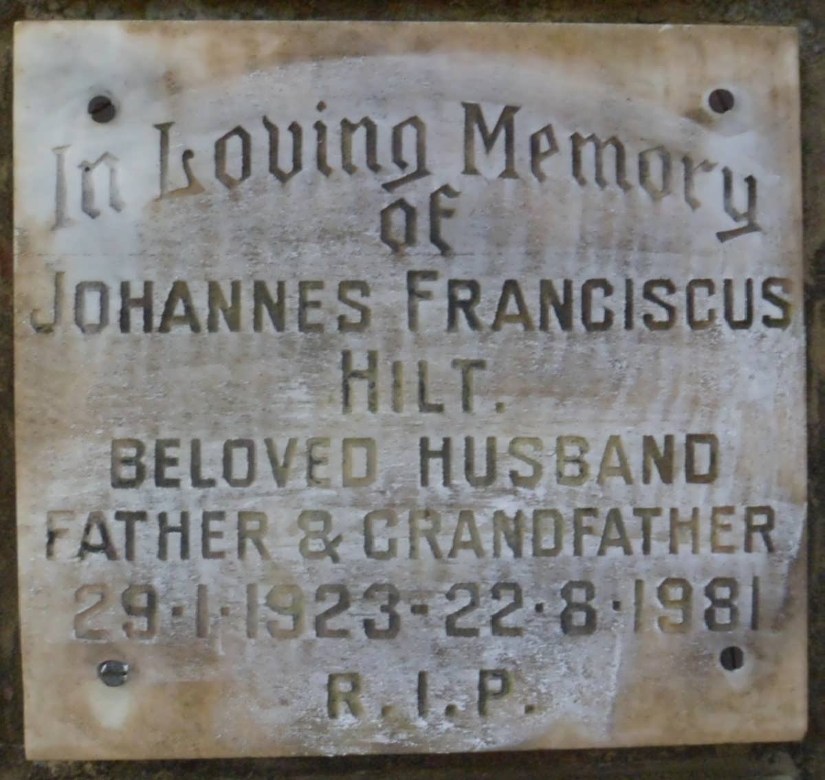 HILT Johannes Franciscus 1923-1981