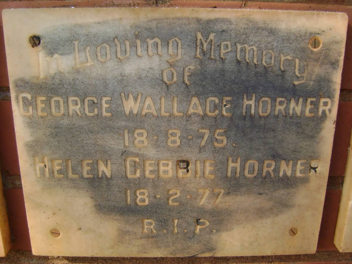 HORNER George Wallace -1975 &amp; Helen Gebbie -1977