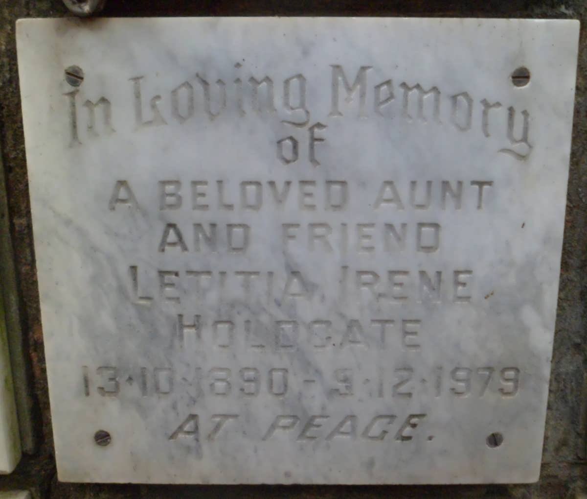 HOLDGATE Letitia Irene 1890-1979