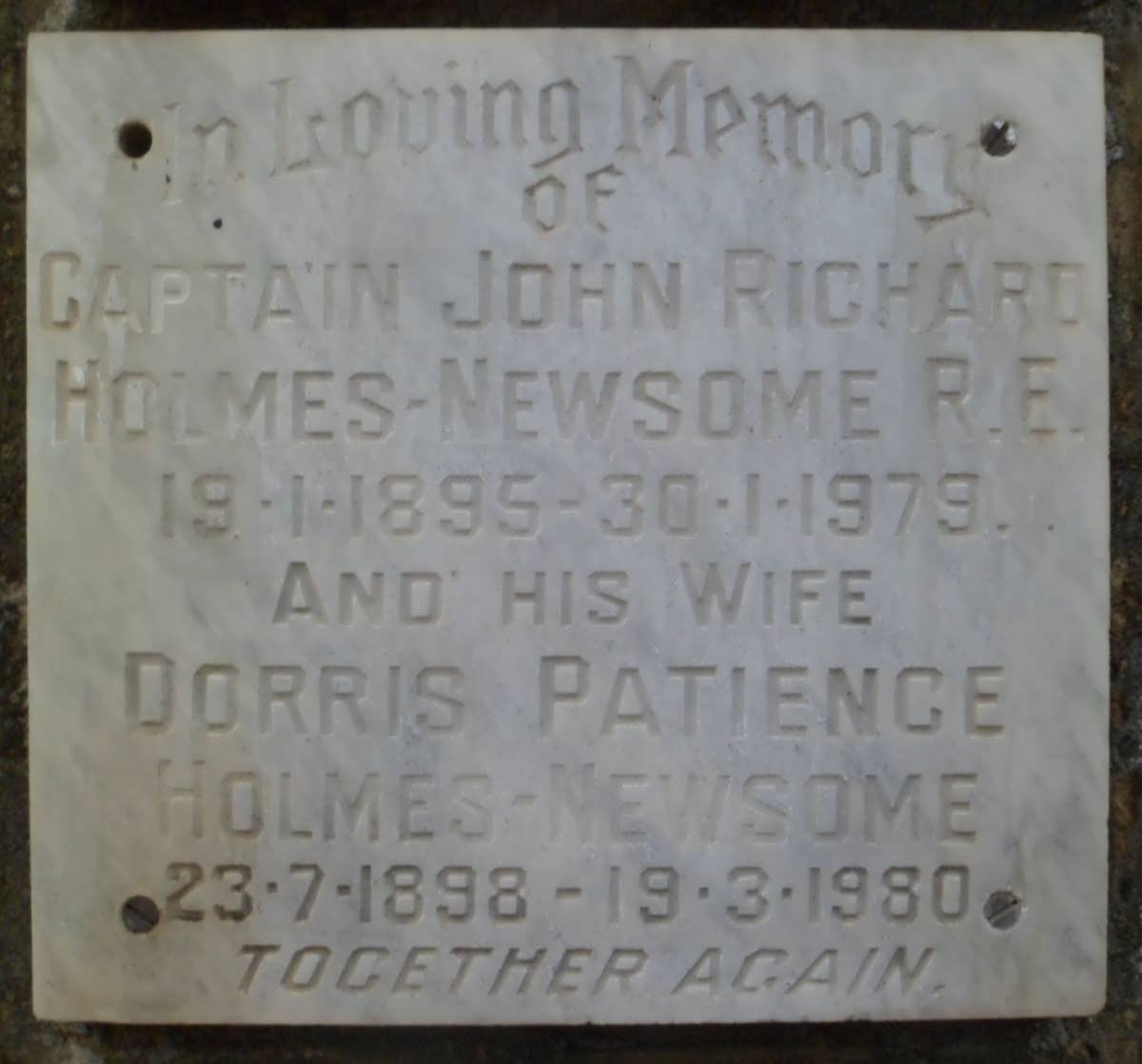 HOLMES-NEWSOME John Richard 1895-1979 &amp; Dorris Patience 1898-1980