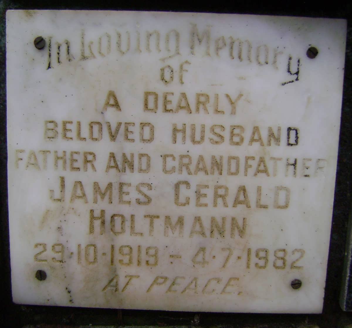 HOLTMANN James Gerald 1919-1982