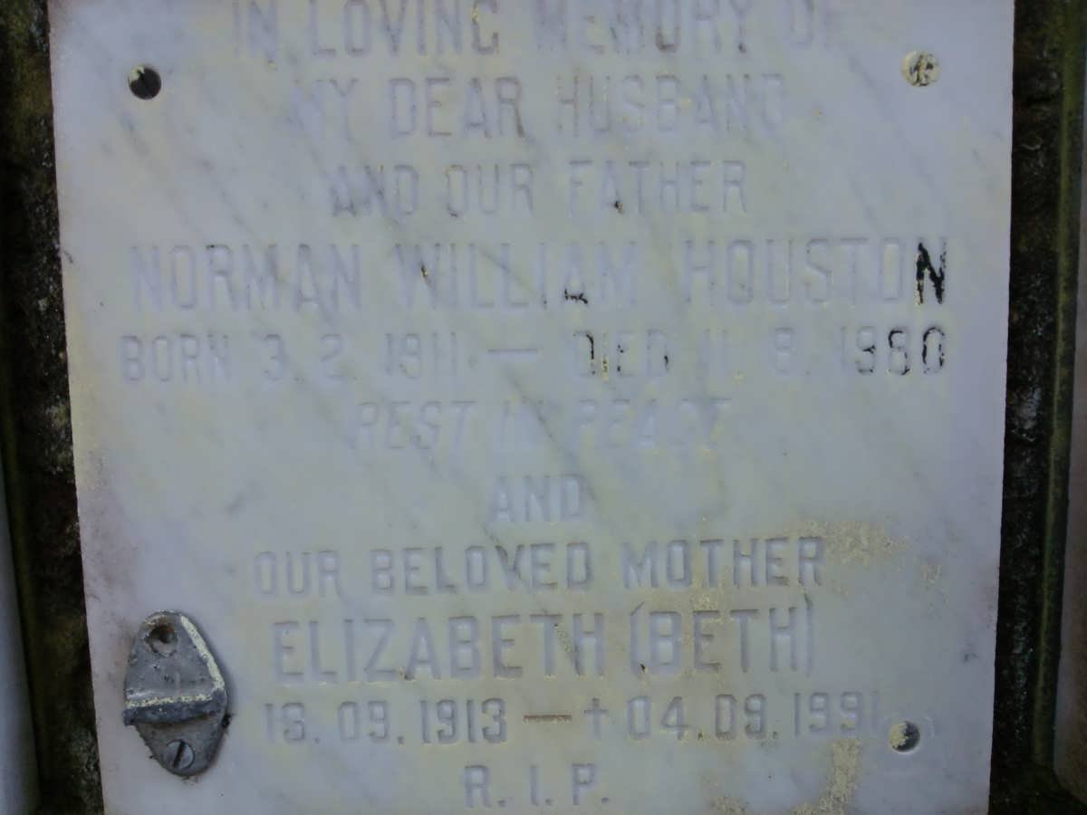 HOUSTON Norman William 1911-1980 &amp; Elizabeth 1913-1991